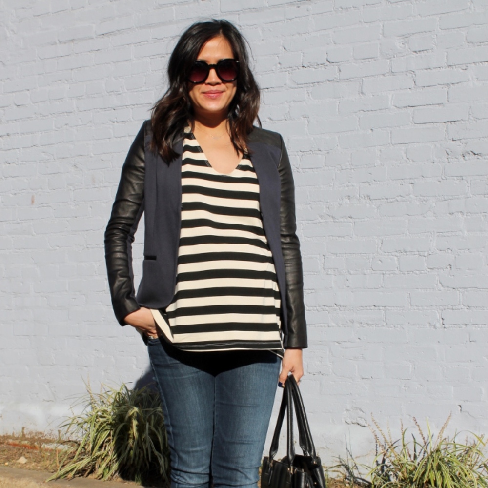 Isabella Oliver Blazer with Leather Sleeves